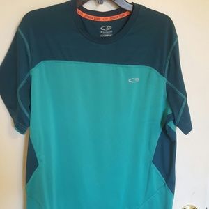 Champion Men Duo Dry Large Green Workout Shirt